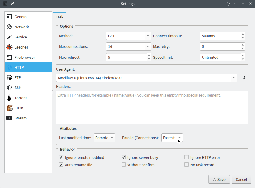 File Centipede HTTP setting