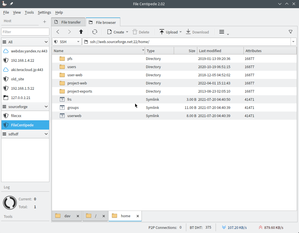 檔案蜈蚣 File browser SSH, SFTP